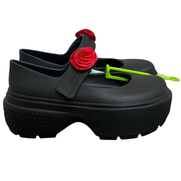 Crocs Stomp Mary Jane Woman’s Size 9 Black Rosette Platform Gothic Punk READ - Picture 4 of 14
